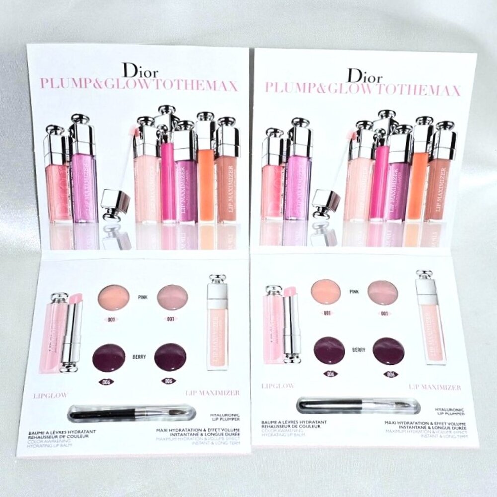2 x Dior Plump & Glow To the Max 4 LipGlow & Maximizer Lipgloss with brush